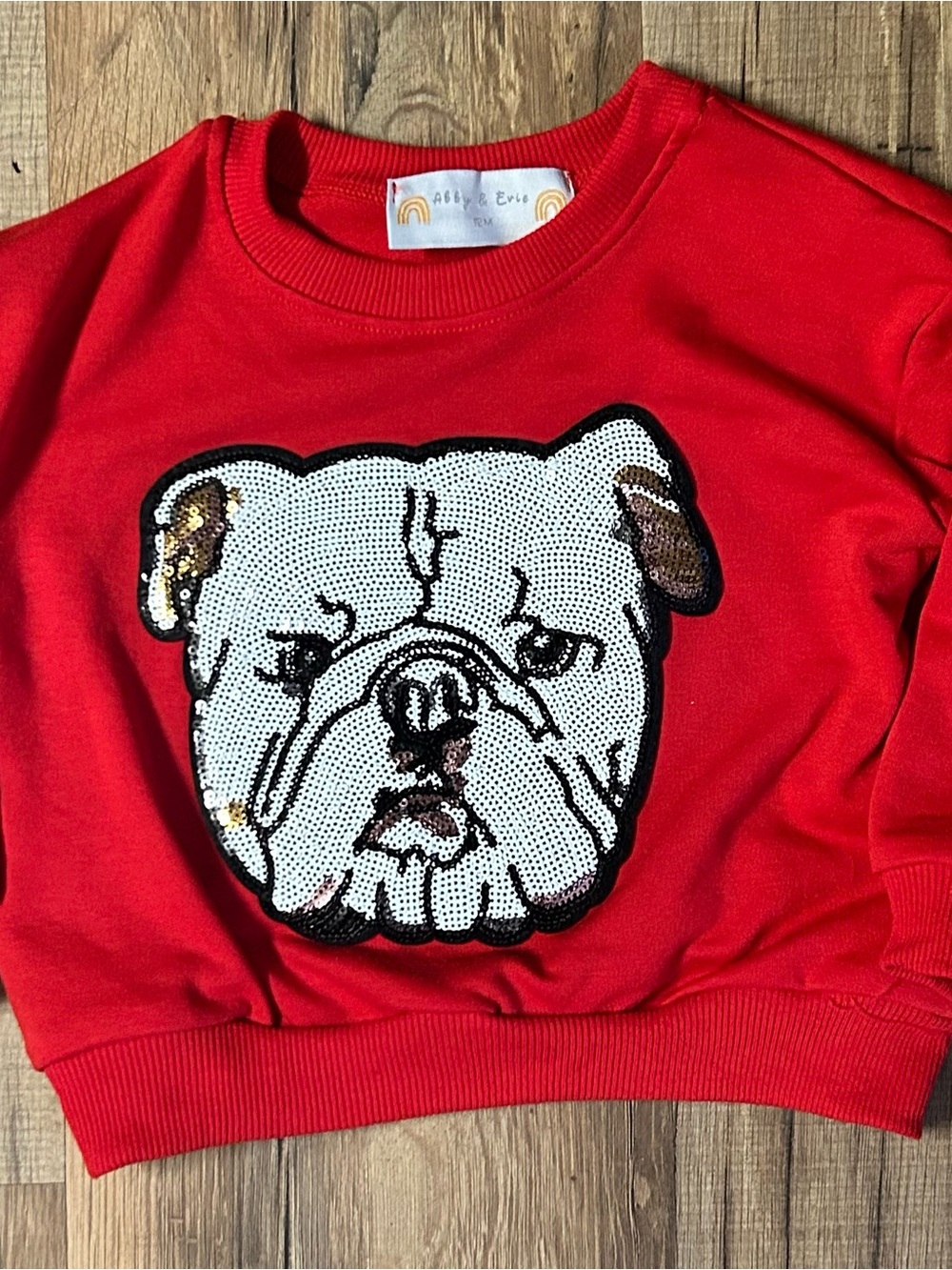 Red Georgia bulldog sequin sweatshirt Abby & Evie Boutique 12m UGA